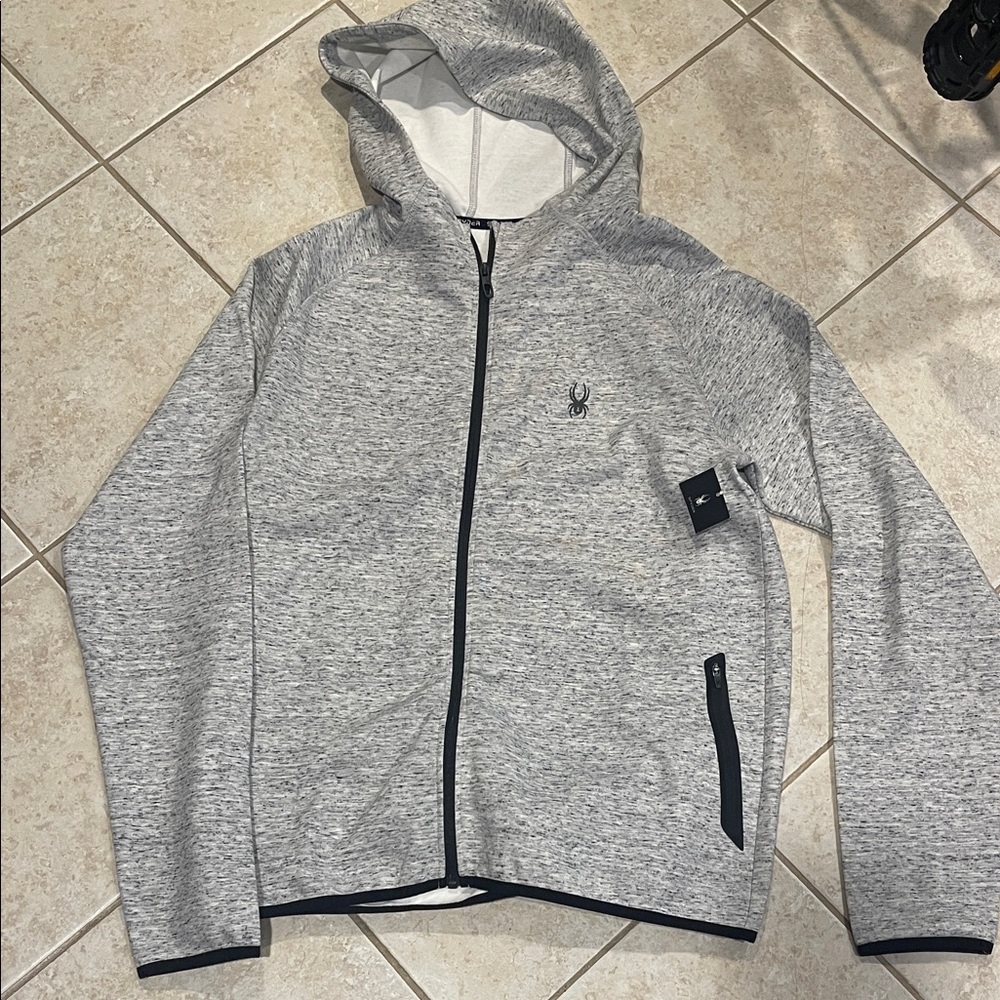 Spyder Men’s Heather Grey Hooded Full-Zip Jacket